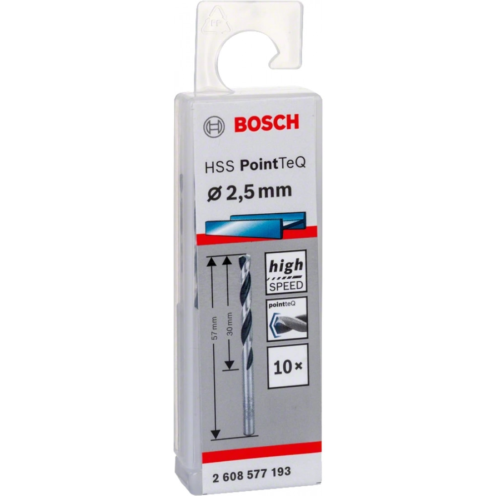 Свердло по металу Bosch Professional HSS-PointTeQ, 2.5х30х57мм, 10шт