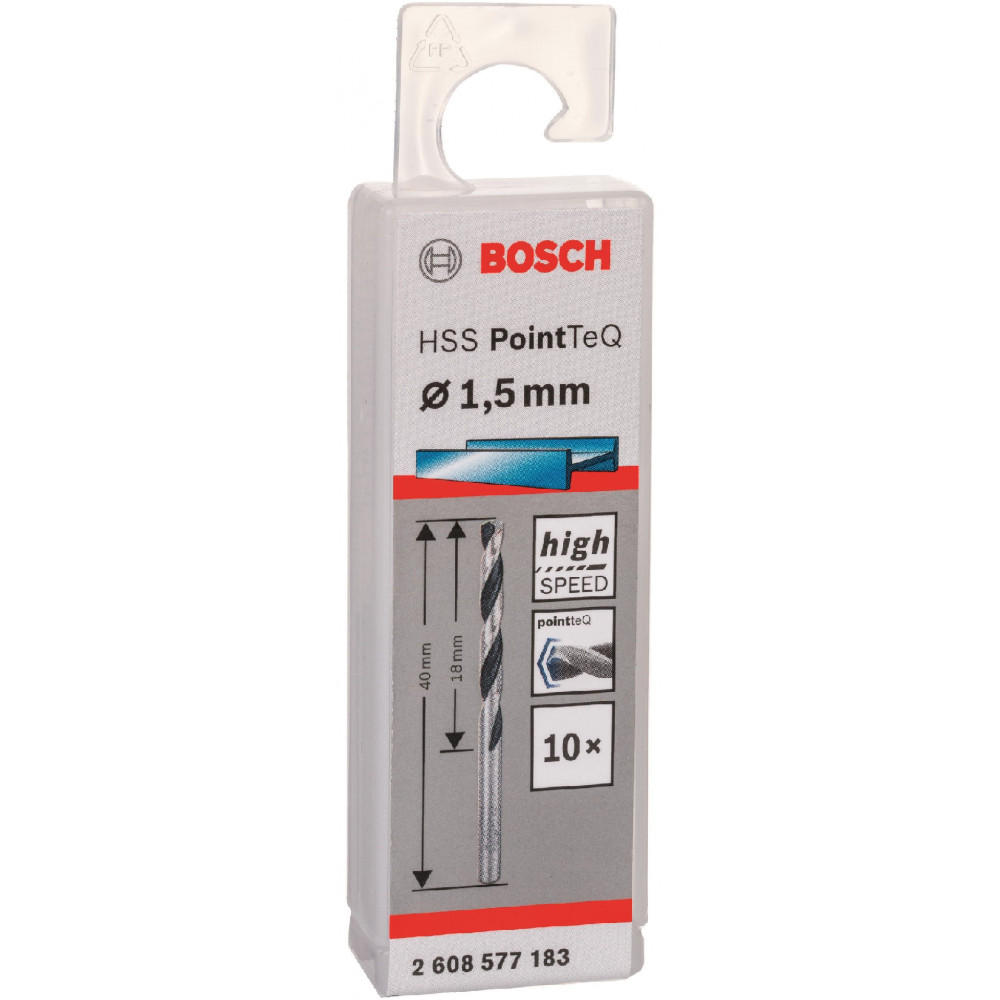 Свердло по металу Bosch Professional HSS-PointTeQ, 1.5х18х40мм, 10шт