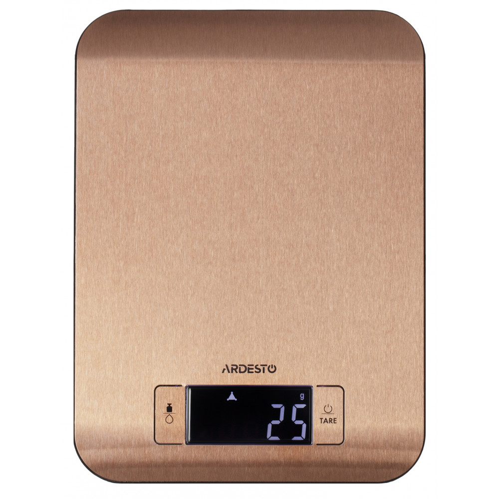 Ваги Ardesto кухонні, 5кг, CR2032x2 в комплекті, метал, бронзовий
