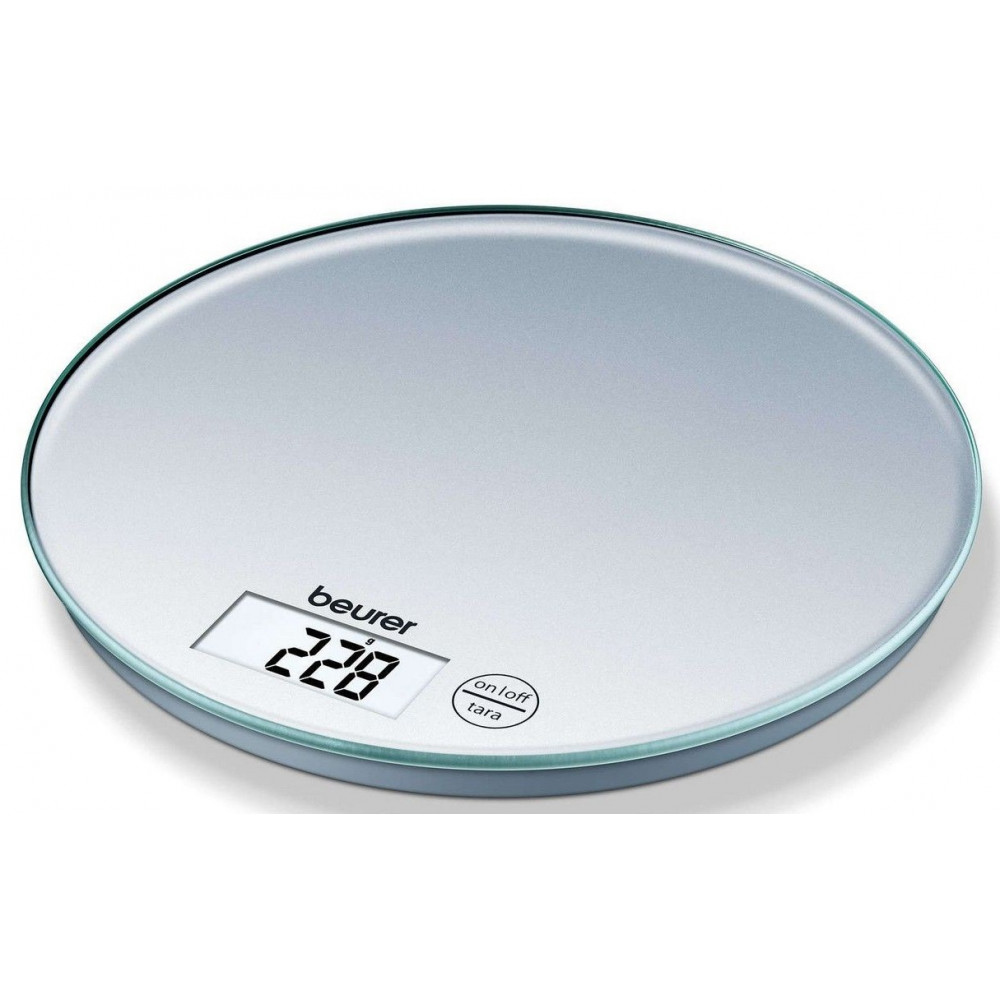 Ваги Beurer кухонні, 5кг, СR2032x2 в комплекті, скло, сірий