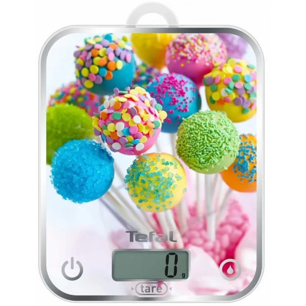 Ваги Tefal кухонні Optiss Cake, 5кг, AAAx2 в комплекті, скло, різнокольоровий