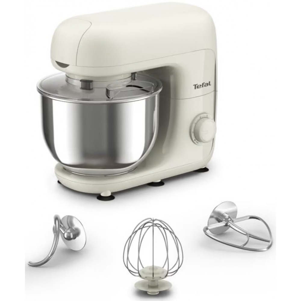 Міксер Tefal планетарний Bake Essential 800Вт, насадки-3, чаша-нерж., метал, 4.8л, білий
