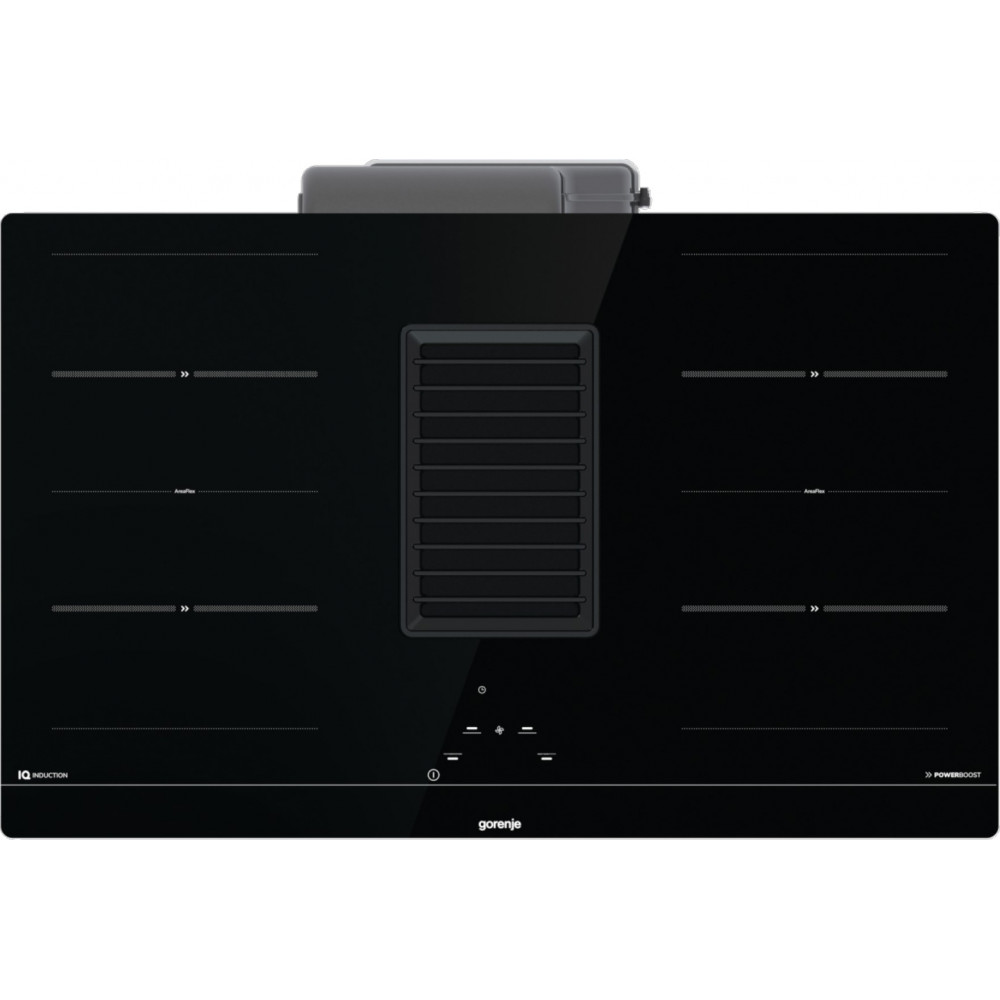 Варильна повверхня Gorenje індукційна, 83см, розширена зона, вбудована витяжка, 620м.куб/год, чорний