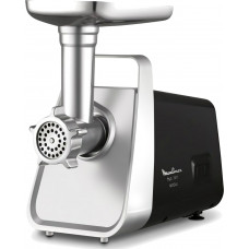 М'ясорубка Moulinex, 1600Вт, 1.9кг/хв, 3 решітки, насадка для ковбас, томатів, 3 терки, пластик/мет, чорно-срібний