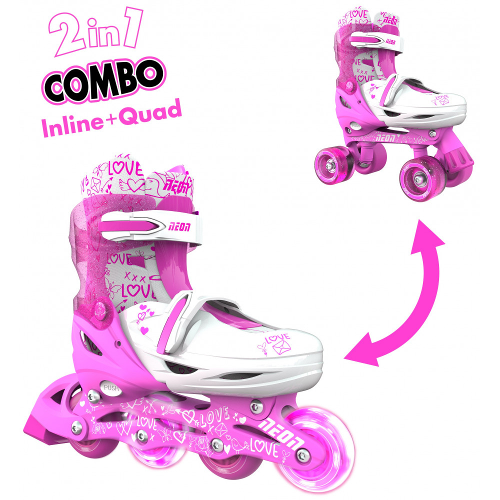 Роликові ковзани Neon Combo, розмір 34-37, рожевий