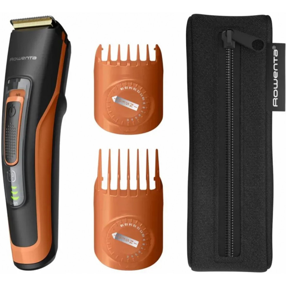 Машинка для стрижки Rowenta Sport Collection, акум., роторний мотор, насадок-2, кейс, сталь, чорно-помаранчевий