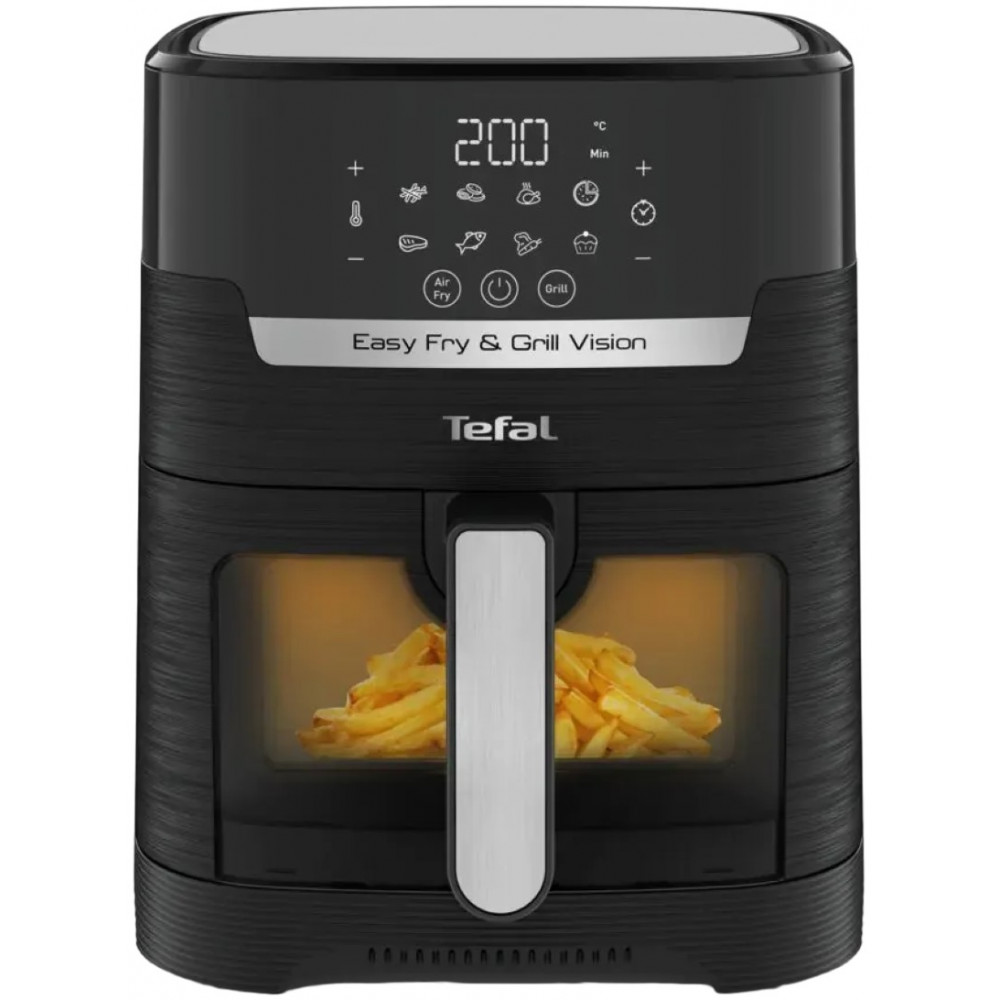 Мультипіч Tefal Easy Fry&Grill Vision Window, 1550Вт, чаша-4.2л, сенсорне керув., 10 програм, з віконцем, пластик, чорний