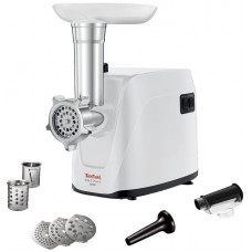 М'ясорубка Tefal HV1 7in1, 1600Вт, 1.9кг/хв, 3 решітки, насадка для ковбас, томатів, 2 терки, пластик, білий
