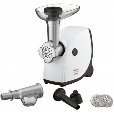 М'ясорубка Tefal HV4, 2000Вт, 2.3кг/хв, 3 решітки, насадка для ковбас, кеббе, томатів, пластик, біло-чорний