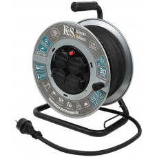 Подовжувач мережевий Konner&Sohnen KS CRM-30M, 3600Вт, 4х16А/230В, 3х2.5мм, IP44, 7.8 кг, на котушці, 30м, чорний