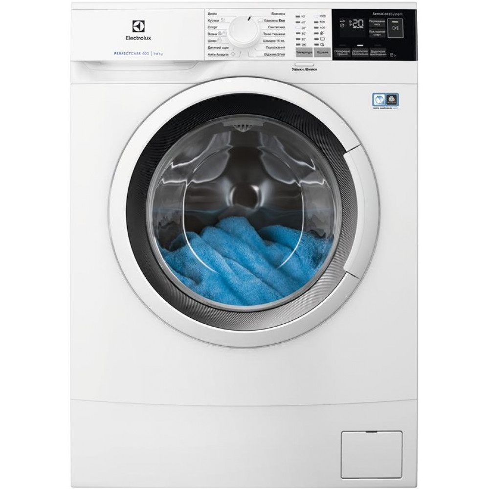 Пральна машина Electrolux фронтальна, 6кг, 1000, A+++, 41см, дисплей, білий