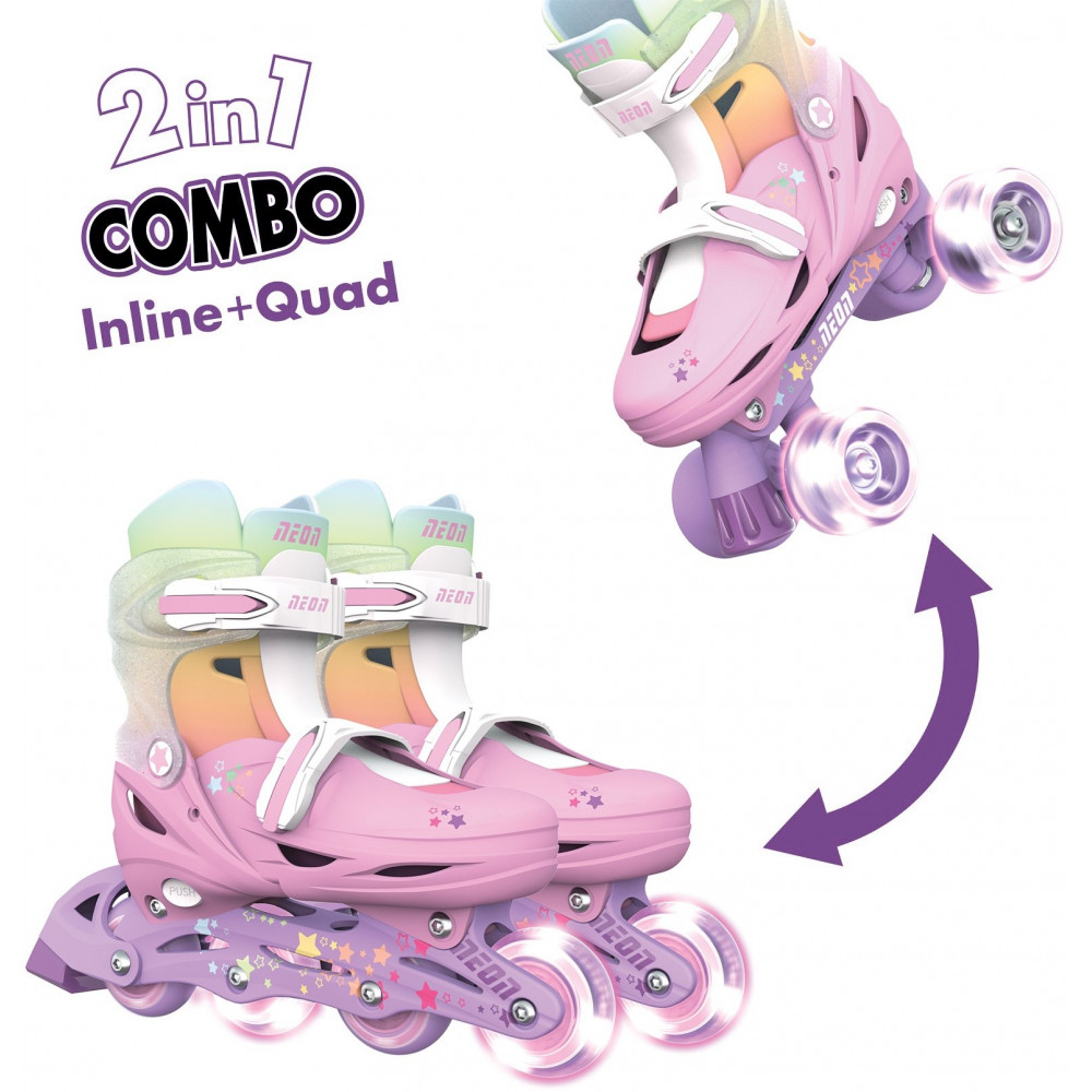 Роликові ковзани Neon Combo, розмір 30-33, веселка