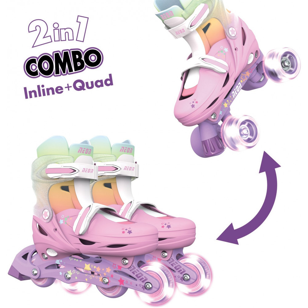 Роликові ковзани Neon Combo, розмір 34-37, веселка