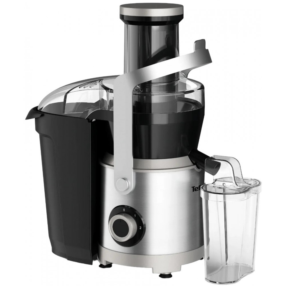 Соковитискач Tefal Nutri XXL відцентрований 1000Вт, чаша-0.8л, жмих-2.2л, жолоб на ціле яблуко, пластик/метал, чорний-нержавіюча сталь
