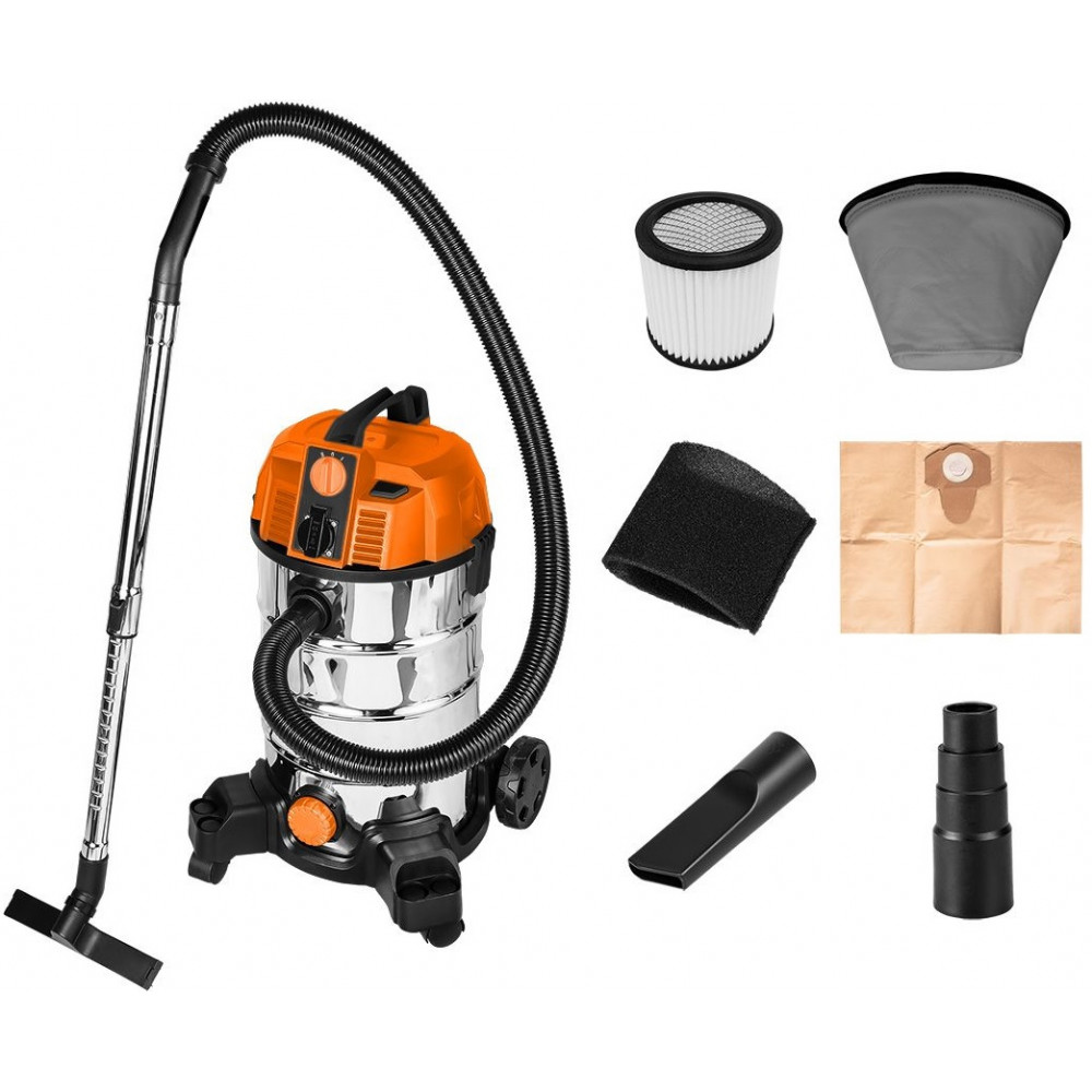 Пилосос професійний Neo Tools 1600Вт 18 кПа контейнер 35л HEPA колеса 7.5кг