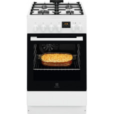 Плита Electrolux комбінована, 57л, 50x60см, дисплей, конвекція, чавун, білий
