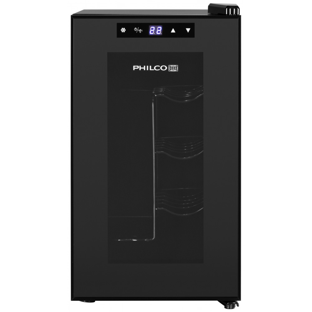 Холодильник Philco для вина, 45х25х50, холод.відд.-21л, зон - 1, бут-8, диспл, підсвітка, чорний