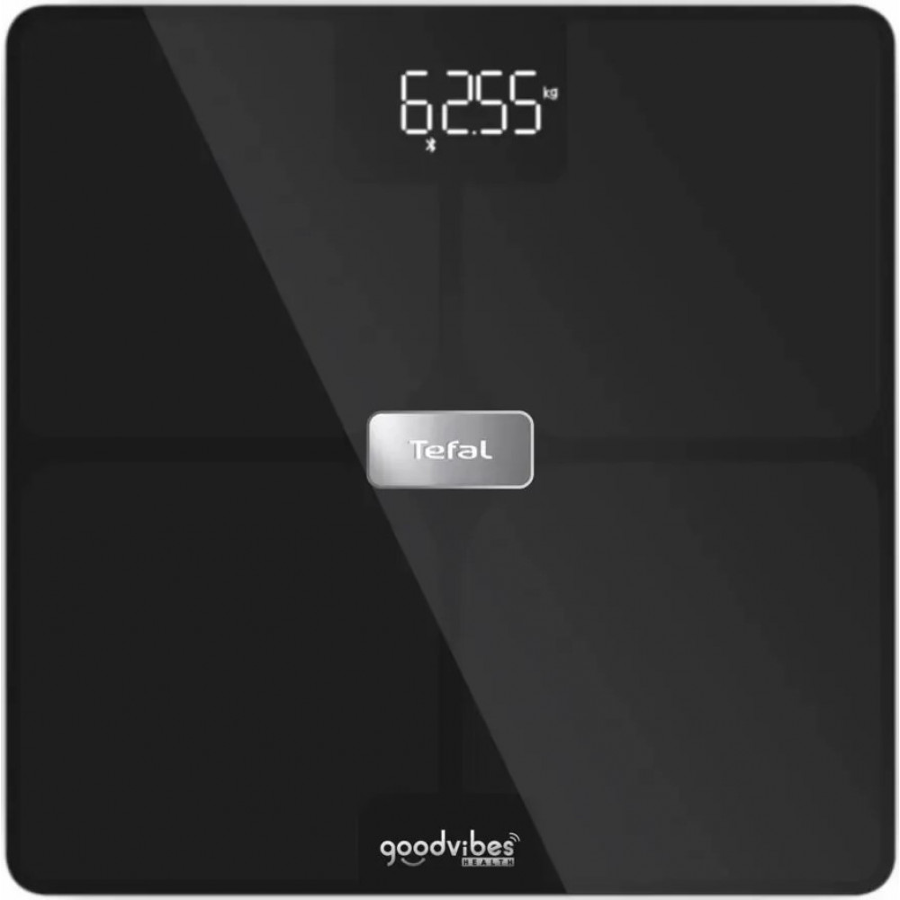 Ваги Tefal підлогові Body Fat Goodvibes Health, 180кг, 1 х Li-ion, кабель USB в комплекті, скло, чорний