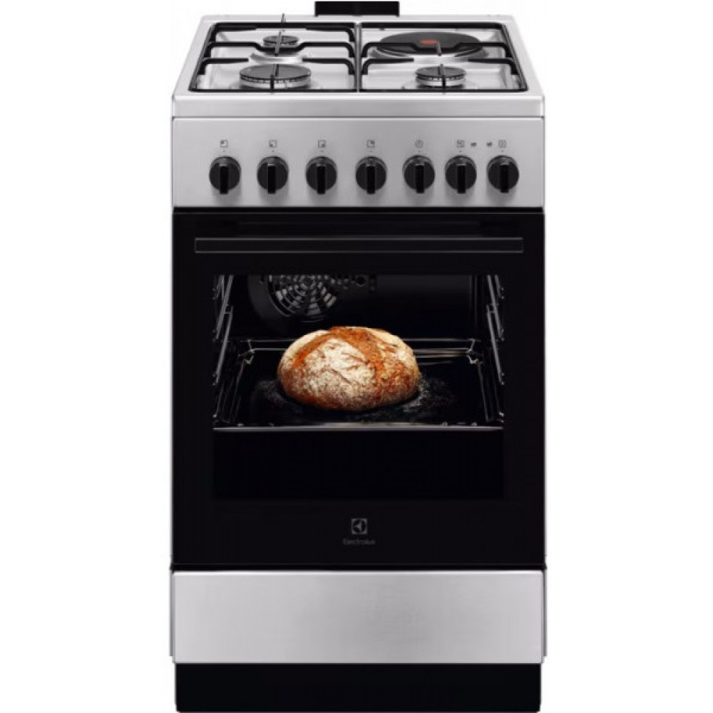 Плита Electrolux комбінована 3 газ + 1 електро, 57л, 50x60см, конвекція, нерж