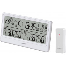 Метеостанція Sencor, внутр/зовн вимірювання, від мережі/АААх3+ААх2, темп-ра, вологість, час, прогноз погоди, білий