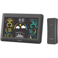Метеостанція Sencor, внутр/зовн вимірювання, від мережі/AAх3+AAx2, темп-ра, вологість, час, прогноз погоди, чорний