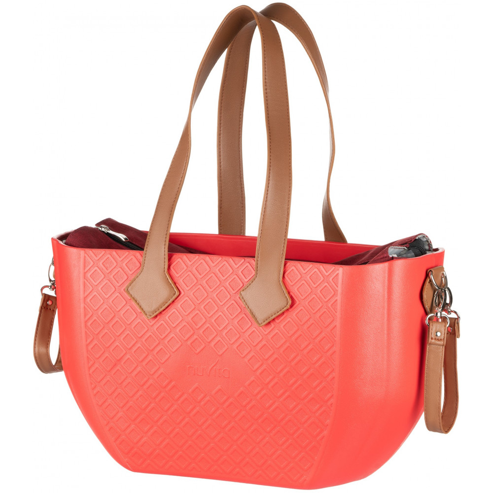 Сумка Nuvita MyMia ручки еко-шкіра, килимок, ремені для коляски, червоно-коричневий