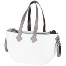 Сумка Nuvita MyMia ручки шкіра, килимок, ремені для коляски, біло-сірий