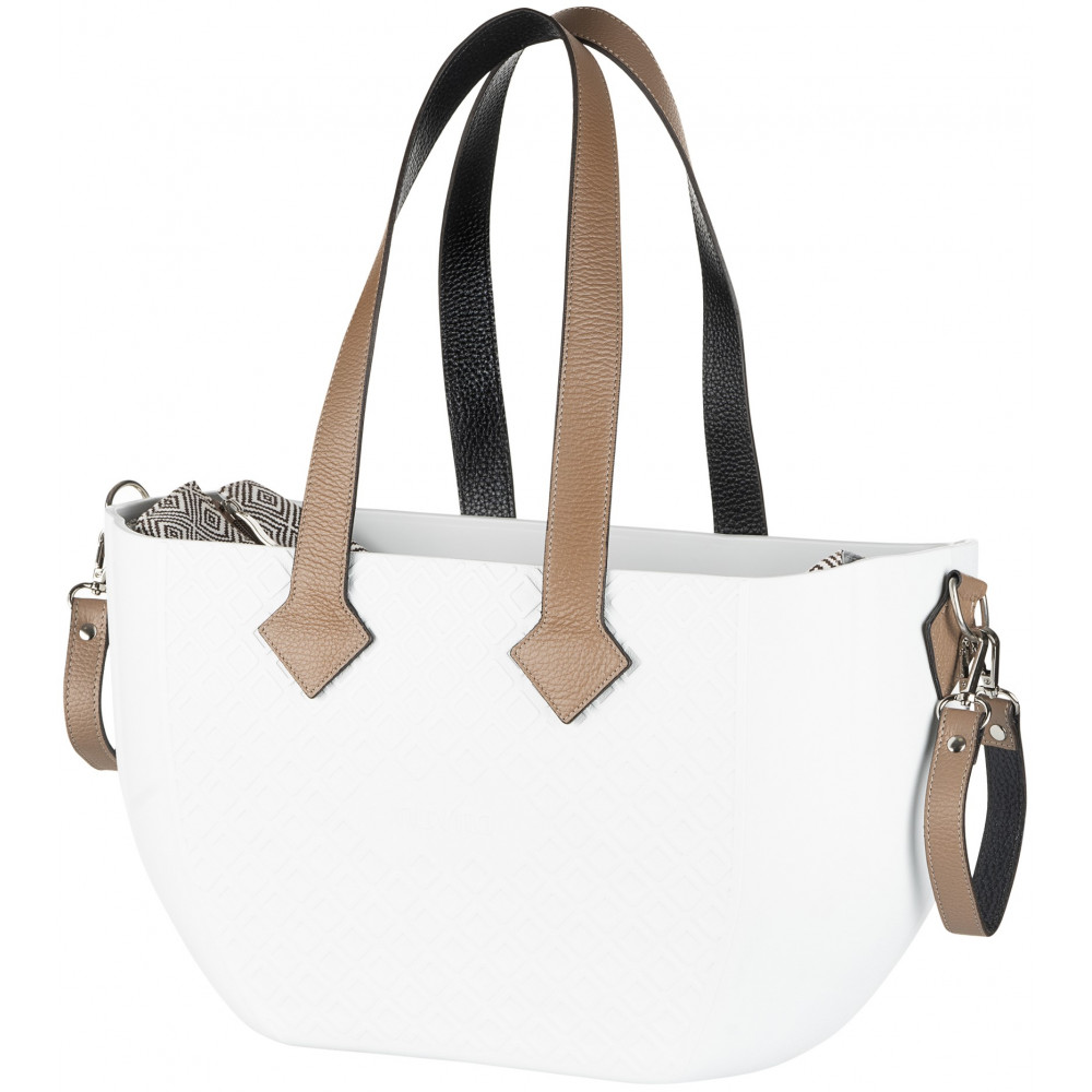 Сумка Nuvita MyMia ручки шкіра, килимок, ремені для коляски, біло-коричневий