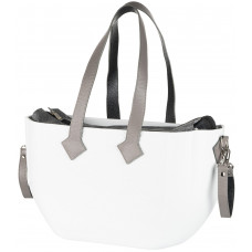 Сумка Nuvita MyMia ручки шкіра, ремені для коляски, біло-сірий