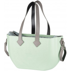 Сумка Nuvita MyMia ручки шкіра, килимок, ремені для коляски, м'ятно-сірий