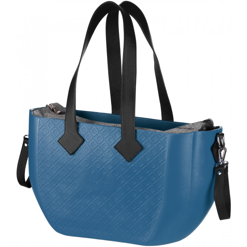 Сумка Nuvita MyMia ручки шкіра, килимок, ремені для коляски, синьо-чорний