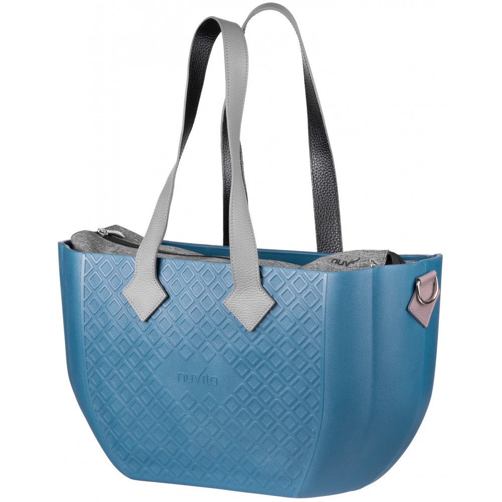 Сумка Nuvita MyMia ручки шкіра, килимок, ремені для коляски, синьо-сірий