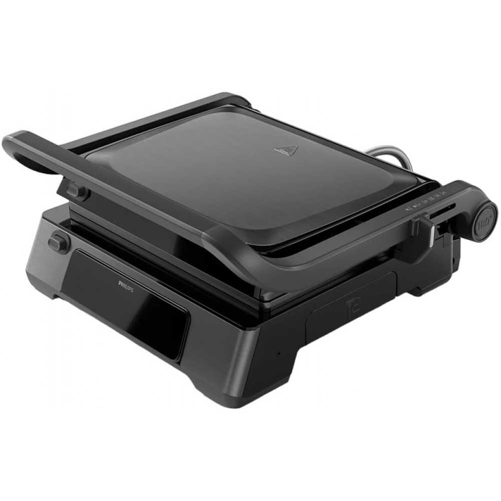 Гриль Philips прижимний Series 7000, 2200Вт, з`ємні пластини,термощуп, розкриття на 180°, метал, чорний