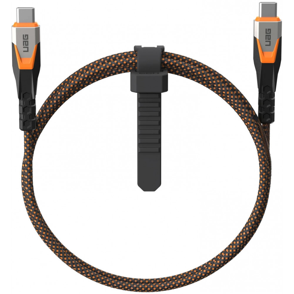 Кабель USB-C > USB-C 3.2 заряджання/синхронізації UAG 0.75м, 240Вт, Type-C, Rugged Double Braided Nylon, Black/Orange