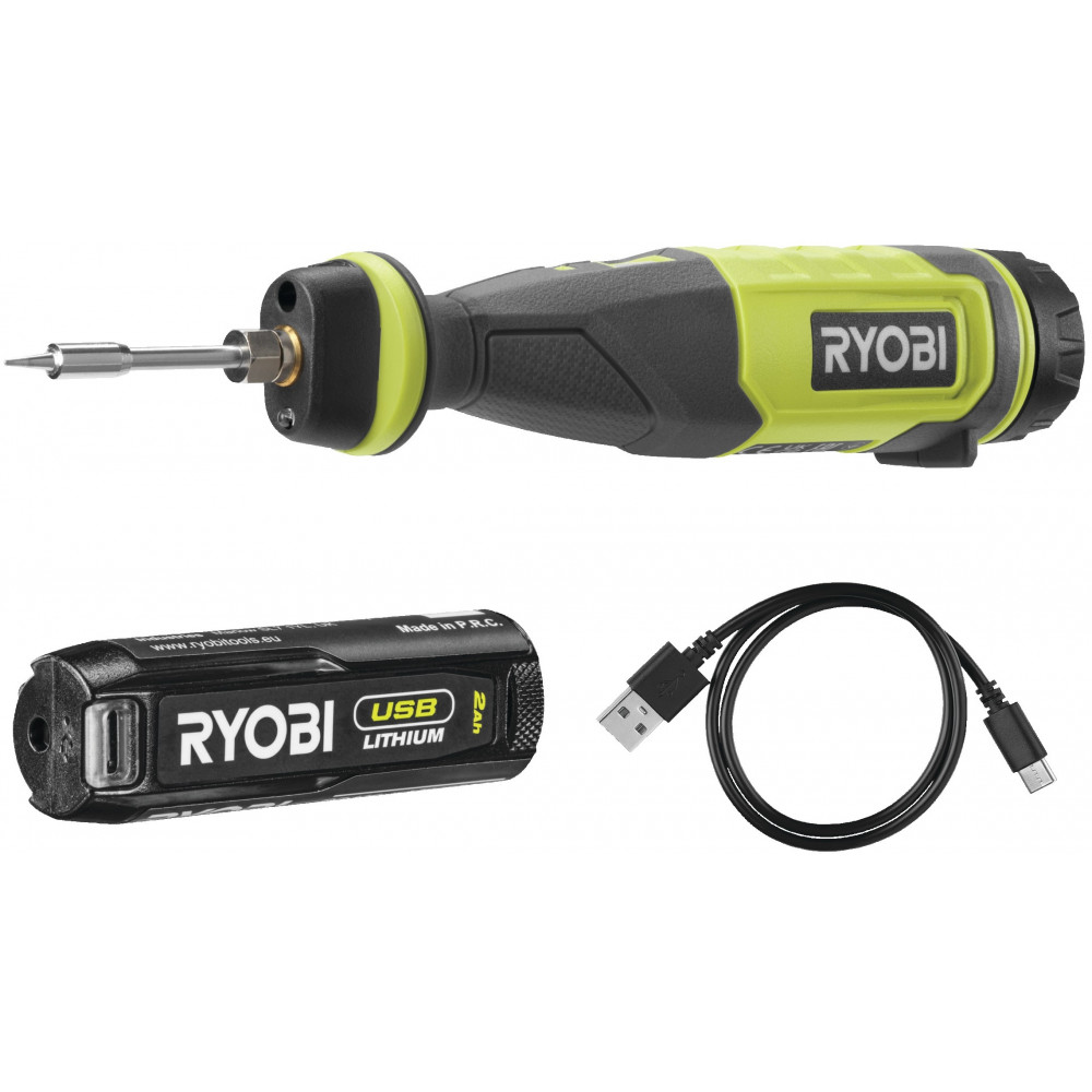 Паяльник акумуляторний Ryobi USB Lithium RSI4-120G 4В 2А·год 460°С світлодіодне підсвічування 0.1кг