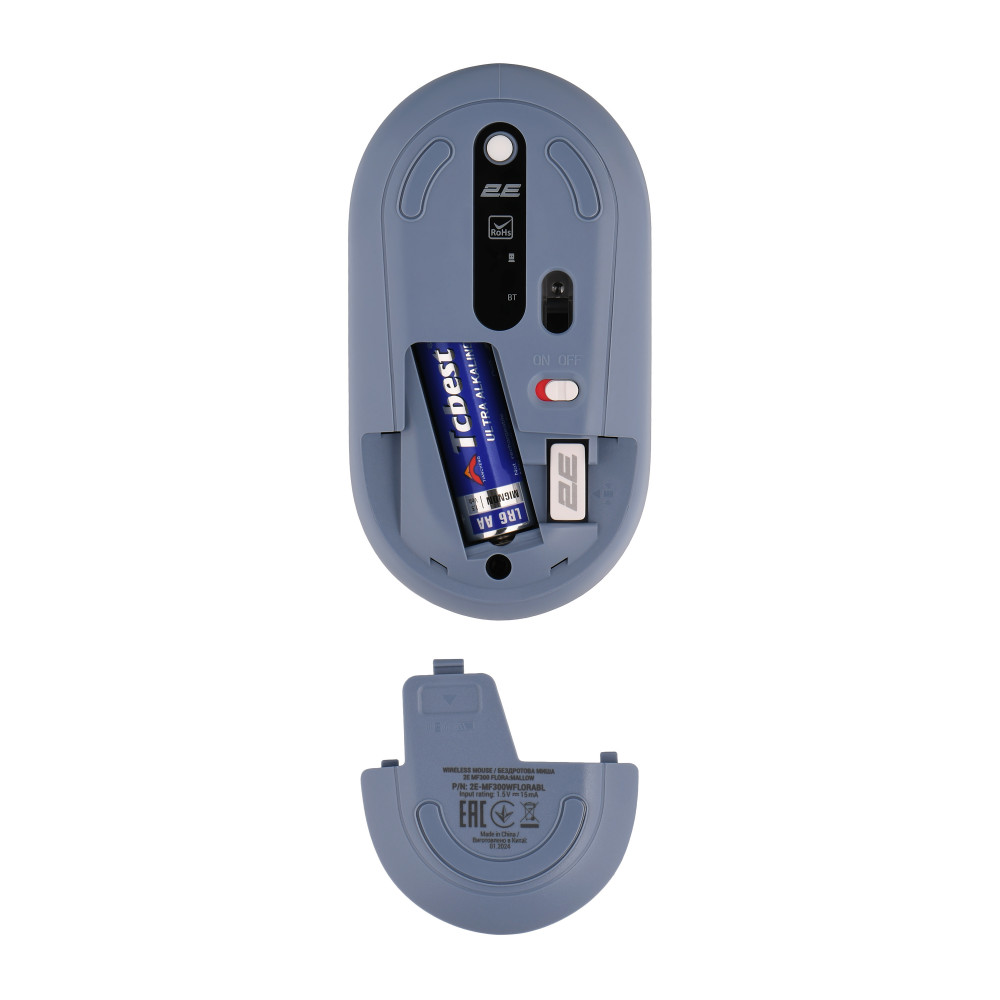 Миша 2E MF300 FLORA:MALLOW Silent WL BT, синій