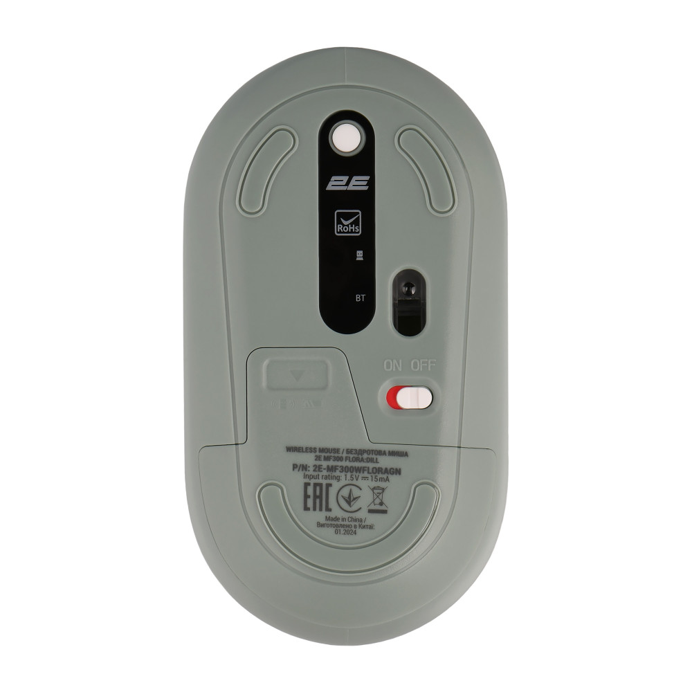Миша 2E MF300 FLORA:DILL Silent WL BT, зелений