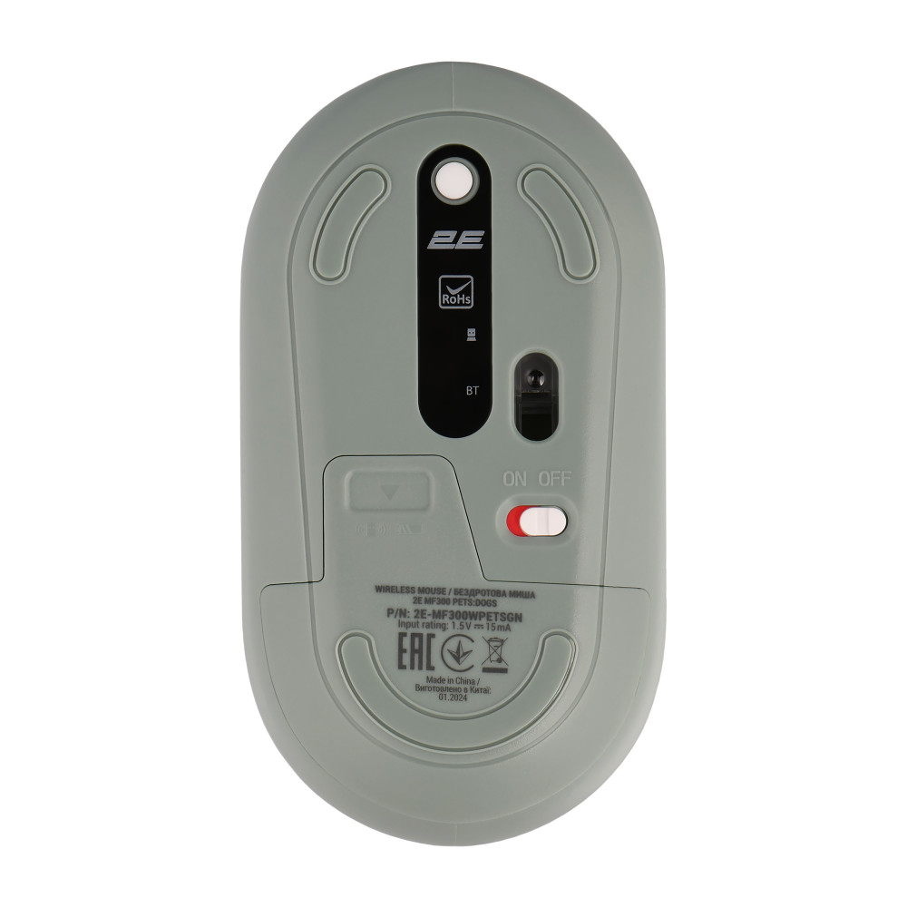 Миша 2E MF300 PETS:DOGS Silent WL BT, зелений