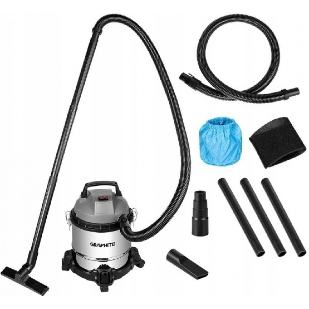 Пилосос професійний GRAPHITE 800Вт 12кПа контейнер 12л колеса