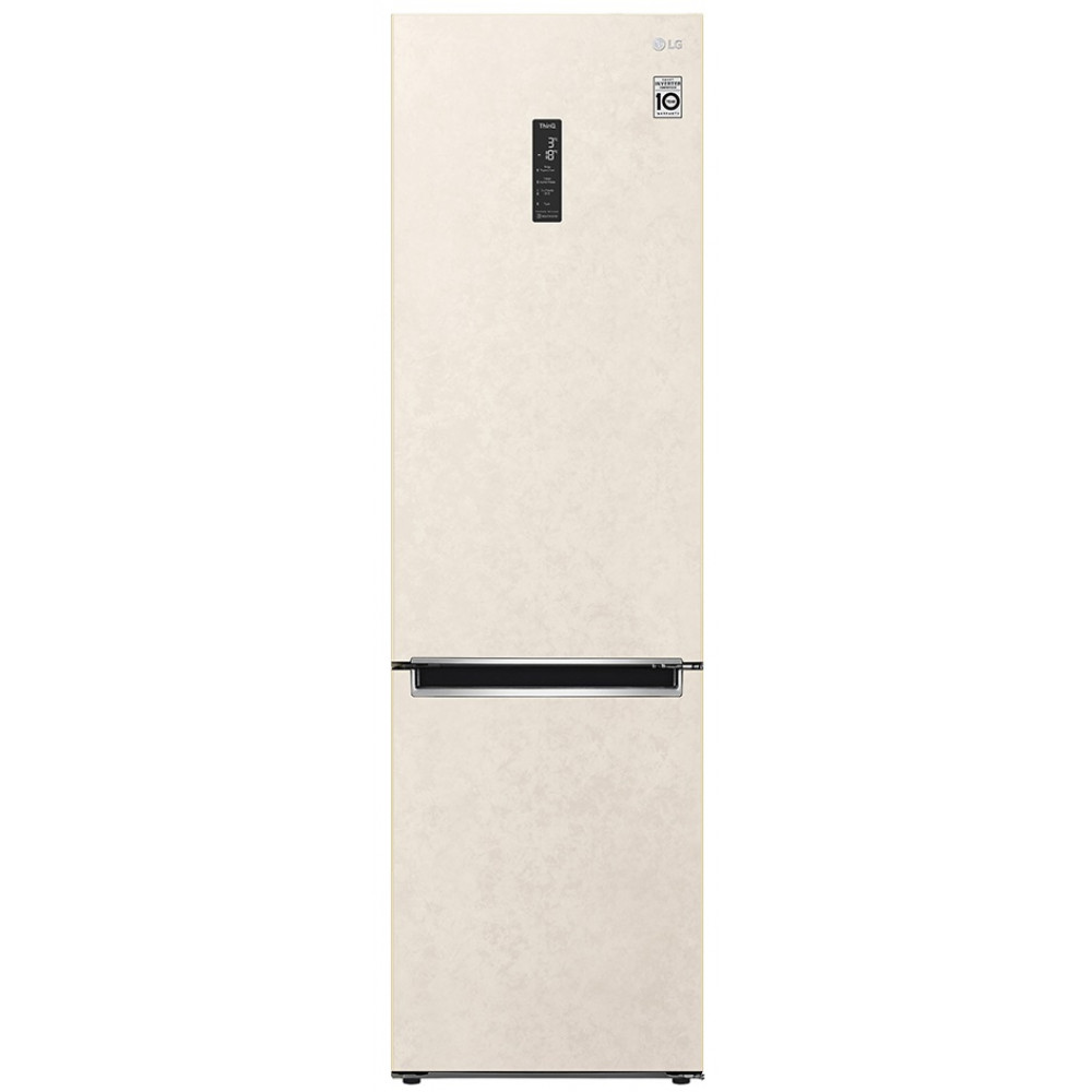Холодильник LG з нижн. мороз., 203x60х68, холод.відд.-277л, мороз.відд.-107л, 2дв., А++, NF, інв., диспл зовн., зона св-ті, бежевий