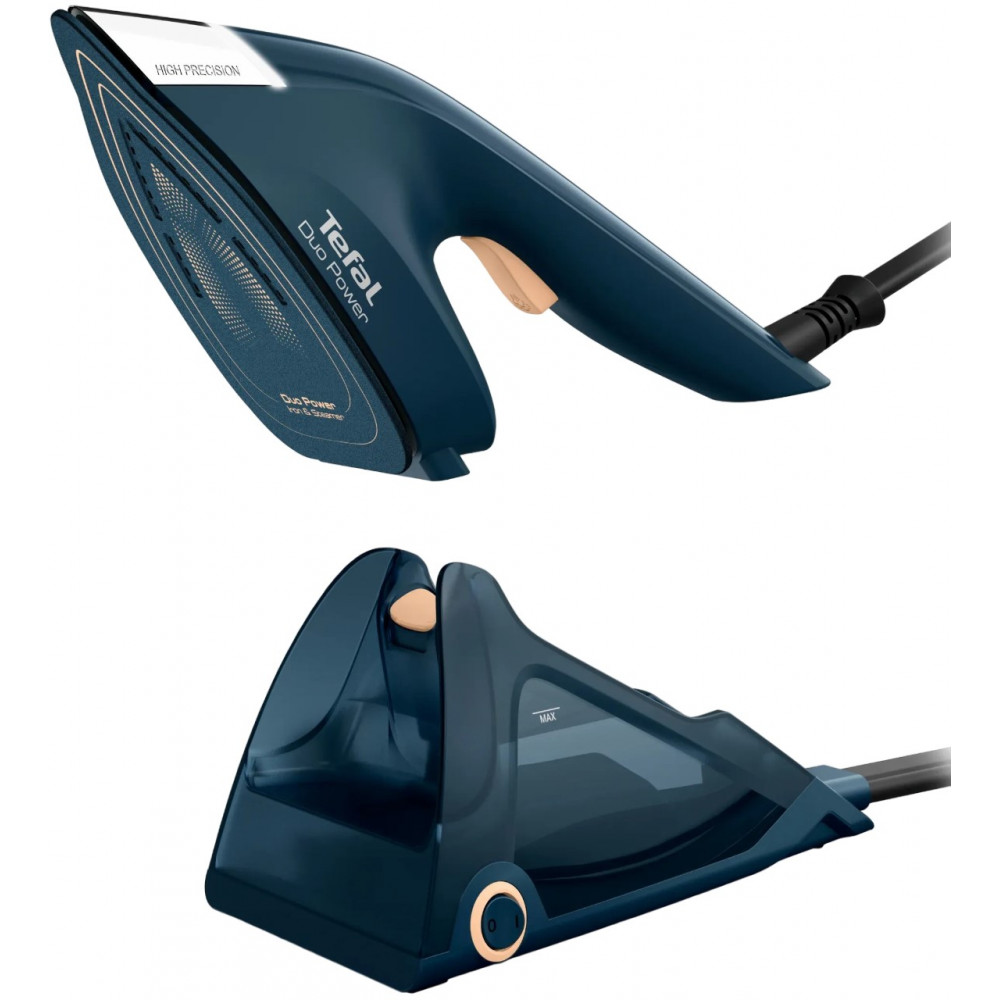 Відпарювач Tefal компактний Duo Power 2в1, 1700Вт, 400мл, паровий удар -180гр, постійна пара - 25гр, керам. підошва, синій
