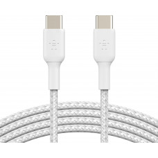 Кабель USB-C > USB-C заряджання/синхронізації Belkin 2м, 60Вт, Type-C, плетений, білий