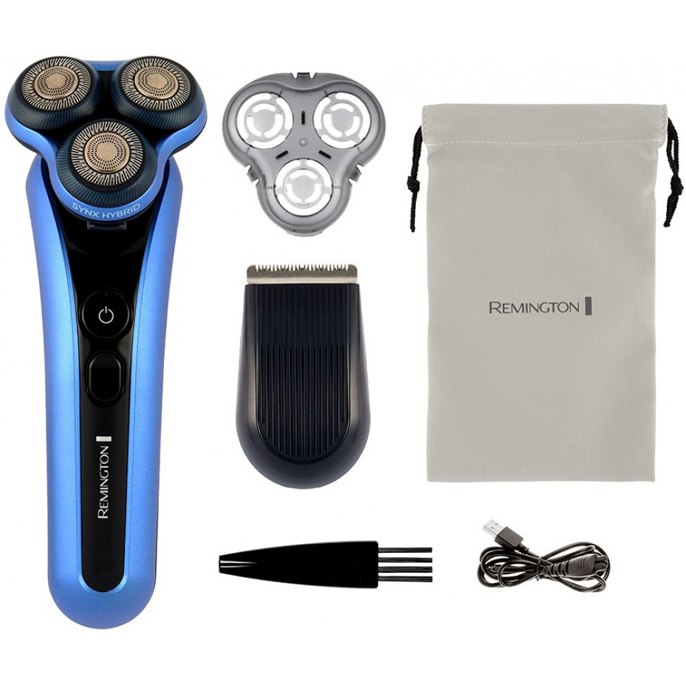 Бритва електр. Remington роторна X7 Limitless X,  бритв.головок-3, від мережі, сух.+волог., тример, водонепрон., швид. зарядка, чорно-синій