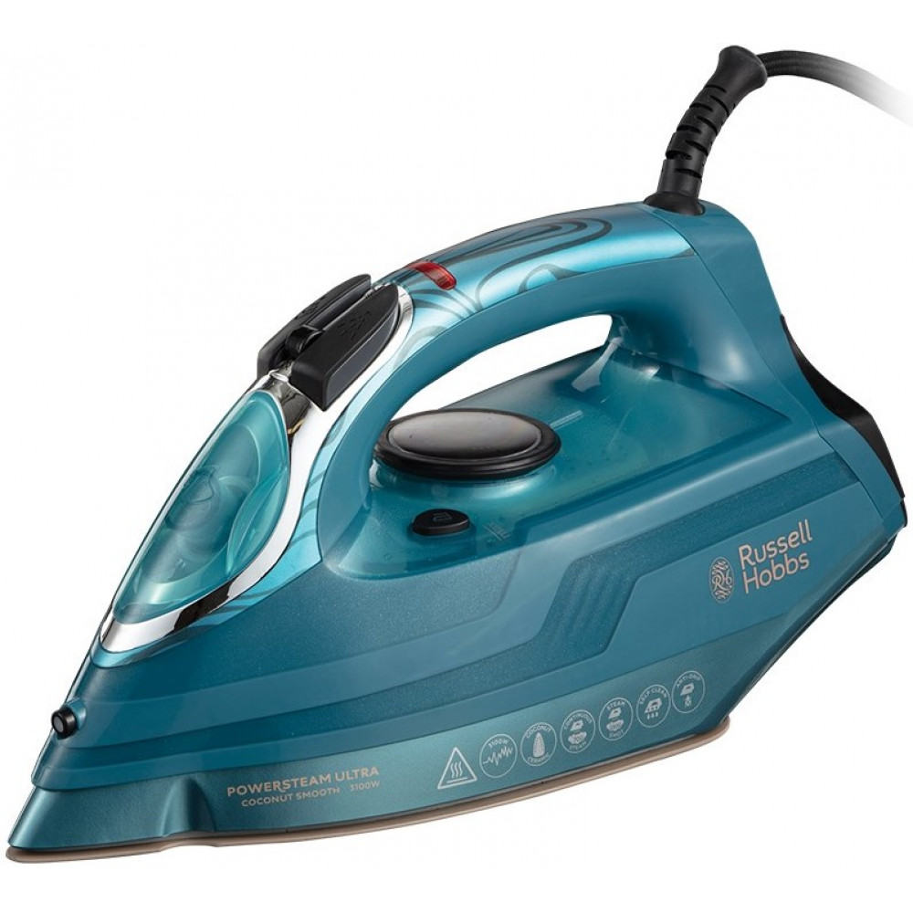 Праска Russell Hobbs Powersteam Ultra Coconut Smooth, 3100Вт, 350мл, паровий удар -230гр, самоочищування, керам. підошва, блакитний