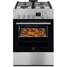 Плита Electrolux комбінована, 58л, 60x60см, дисплей, конвекція, чавун, пара, нерж