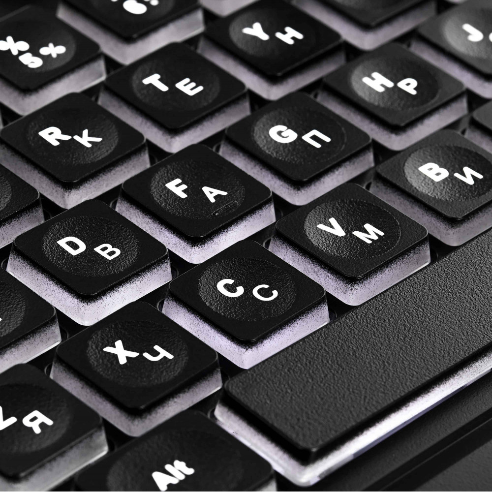 Клавіатура мембранна 2E KS120 104key, USB-A, EN/UK, White LED, чорний
