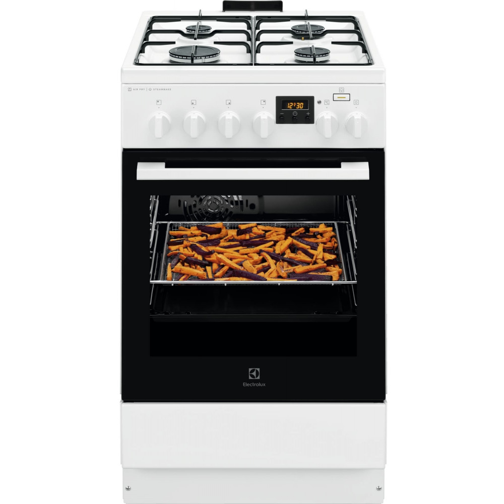 Плита Electrolux комбінована, 58л, 50x60см, дисплей, конвекція, пара, білий