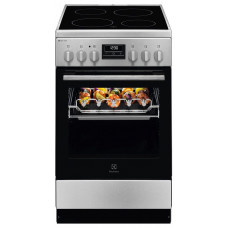 Плита Electrolux електрична склокерамічна, 57л, 50x60см, дисплей, конвекція, мангальна підставка, нерж