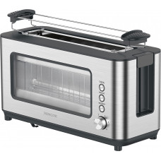 Тостер  Sencor 1200Вт, підігрів, розморожування, з віконцем, нерж. сталь, сіро-чорний