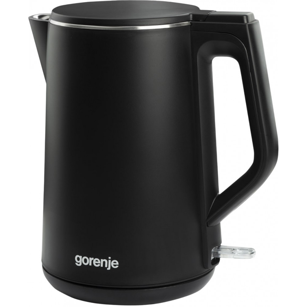 Електрочайник Gorenje, 1,5л, 2,200 Вт, корпус- нержав., Strix, матовий, чорний
